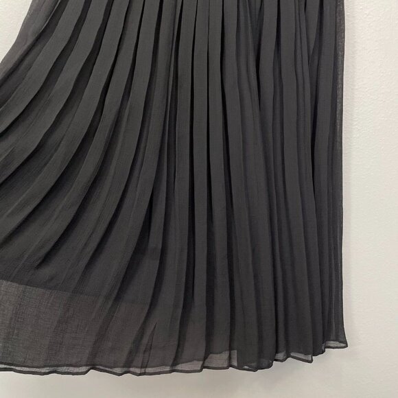 Ichi‎ Pleated Skirt Womens Medium Black Pull On A-Line Midi Sheer Lined - Picture 5 of 14